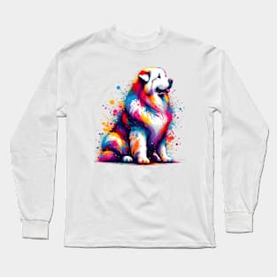 Majestic Maremma Sheepdog in Colorful Splash Art Long Sleeve T-Shirt